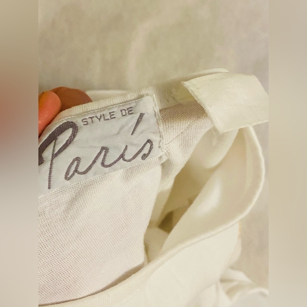 White T-Shirt with Floral Embroidery - Picture 5 of 5